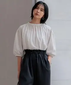 23区　クリアトリコットジャージー　ギャザーデザイン　カットソー美品