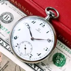 #4004【シックでお洒落】懐中時計 オメガ OMEGA 動作品 手巻 シルバーのサムネイル