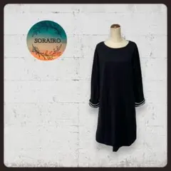 5220❃アールピーエス❃カットソーチュニック/裏起毛/柔らか/ブラック/M