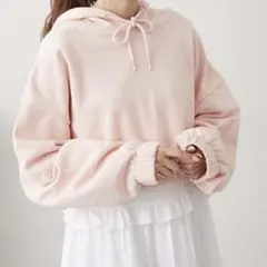 タグ付き　w closetショートパーカー　ピンクのサムネイル