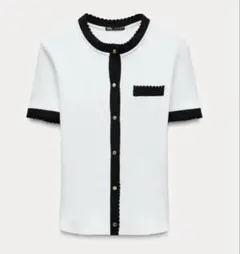 ZARA コントラストリブジャケット　トップス　M