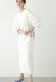 JILL STUART ジルスチュアート ギャザースリーブドッキングワンピース