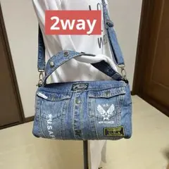 ハンドメイドバック　トートバッグ　ボストン　ショルダー　デニムリメイクバック