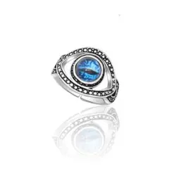 青 悪魔 邪眼 眼球 目玉 パンク リング ヴィンテージ シルバー C435-3