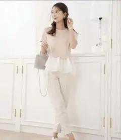美品】 le reve vaniller裾スカラップ ヘム ペプラム カットソーのサムネイル