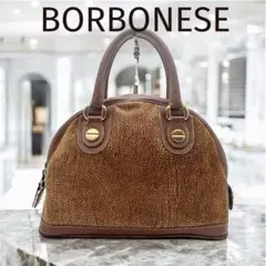 BORBONESEボルボネーゼ ハンドバッグM うずら柄 スウェードゴールド金具