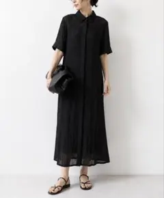Caravan◆クリンクル加工 ロングシアーシャツワンピ 日本製のサムネイル