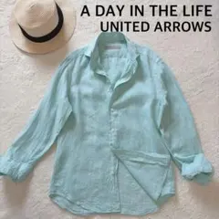 UNITED ARROWS リネンシャツ 長袖 ミントグリーン M 麻100%のサムネイル