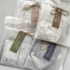 【88】4種 コラージュ 海外 シール ステッカー 紙もの まとめ売り