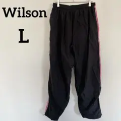 Wilson 【L】サイドストライプジャージ 黒/ピンク ブラック
