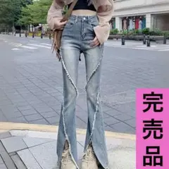 美脚 ハイウエスト ブーツカット フレア デニム