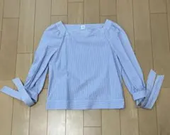 GAP 水色と白のストライプ ブラウス XS