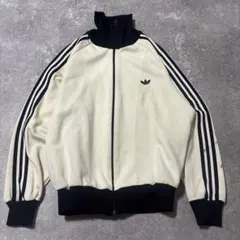 希少　デサント製　70s アディダス　トラックジャケット　黒　アイボリー