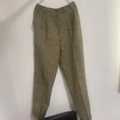 チェック柄 スラックス ボタン付き