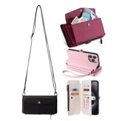 ショルダー付きiPhone17ケース　財布一体型　ミニバッグ風　斜め掛け　大容量