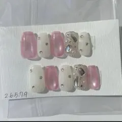 26579 ピンク　バレリーナ　マグネット　埋め尽くし　春夏　ネイルチップ