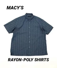 90’s~ VIA EUROPA ポリレーヨン チェック柄シャツ 光沢