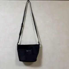 agnès b. ショルダーバッグ ポシェット ナイロン レザー ブラック 黒