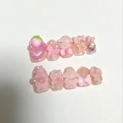 ネイルチップ　ショート　ピンク　ゴテゴテ　スナ系　ウィッシュコア　平成女児　現品