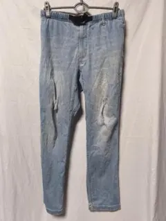 GRAMICCI デニムパンツ ストレッチ ダメージ加工 ライトブルー メンズL