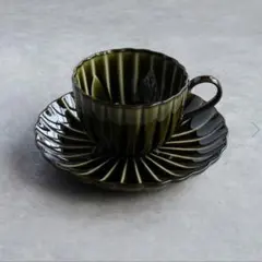 美濃焼　カネコ小兵　ぎやまん陶カップ・ソーサー3個セット　利休