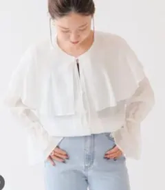 IENA イエナ　ラミヴィスシアービッグカラーブラウス