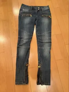 【美品】バルマン　バイカーデニム　金ボタン　34インチのサムネイル