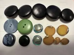 ボタンセット 16個 黒 緑 青 茶色 ベージュ