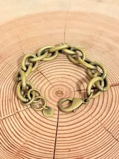 【ヴィンテージ】真鍮製 重厚 チェーンブレスレット アルファベット『R』チャーム