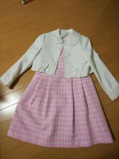 入学式に　SAKURAフォーマル ピンクワンピ白ジャケットセット 130
