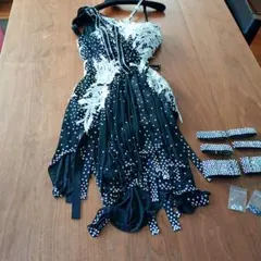 未使用・美品】チャコット 社交ダンス用ドレス ブラック ストーン装飾