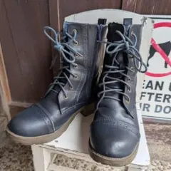 ネイビー レースアップ