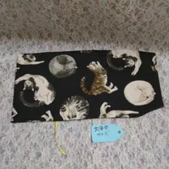 文庫本size‼️ブックカバー　猫　黒 カーキ　ハンドメイド
