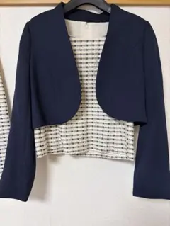 フォーマルスーツ ネイビーボレロとツイード柄スカートセット