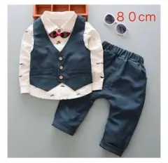 キッズ 男の子 ネイビー 80cm フォーマルスーツ 入学式　七五三　ベスト