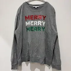 ロンT Tシャツ　プリントTシャツ　長袖　グレー　ラメロゴ　XL ユニセックス