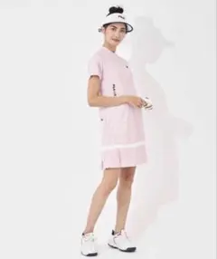 FILA GOLF 遮熱バーチカルメッシュ レトロデザインワンピース L ピンクのサムネイル