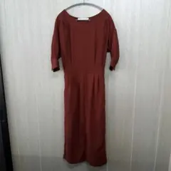 PAGEBOY Vネック 半袖ワンピース テラコッタカラー