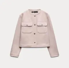 ZARA ポケット ソフト ジャケット ピンクM
