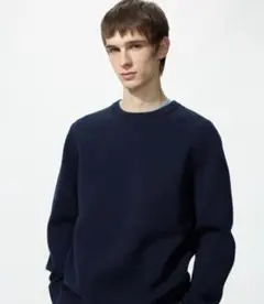 ユニクロ ウォッシャブルミラノリブクルーネックセーター ネイビー Mサイズ