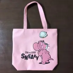 トムとジェリー　サガラ刺繍レザー調トートバッグ