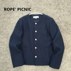 ロペピクニック カラーツイードライクジャケット 38 ノーカラー 金ボタン