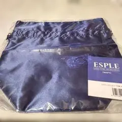 ESPLE サテンキューブ巾着 ネイビー S