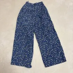 花柄ワイドパンツ 青