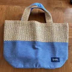SHIPS トートバッグ ストロー風素材 블루
