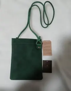 本革 軽量 サコッシュ スマホポーチ／グリーン