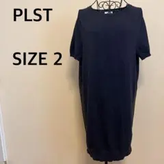 【PLST】ボーダーワンピース /半袖/オーバーサイズ/Tシャツワンピース
