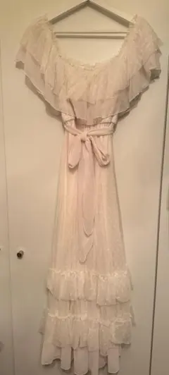 美品gelatopique ホワイト星柄ロングルームウェアドレスF