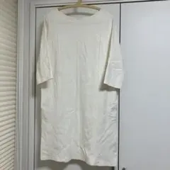 GU ホワイト カットソーワンピース 七分袖