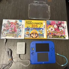 Nintendo 2DS 本体 ブルー カセット カバー 充電コード タッチペン